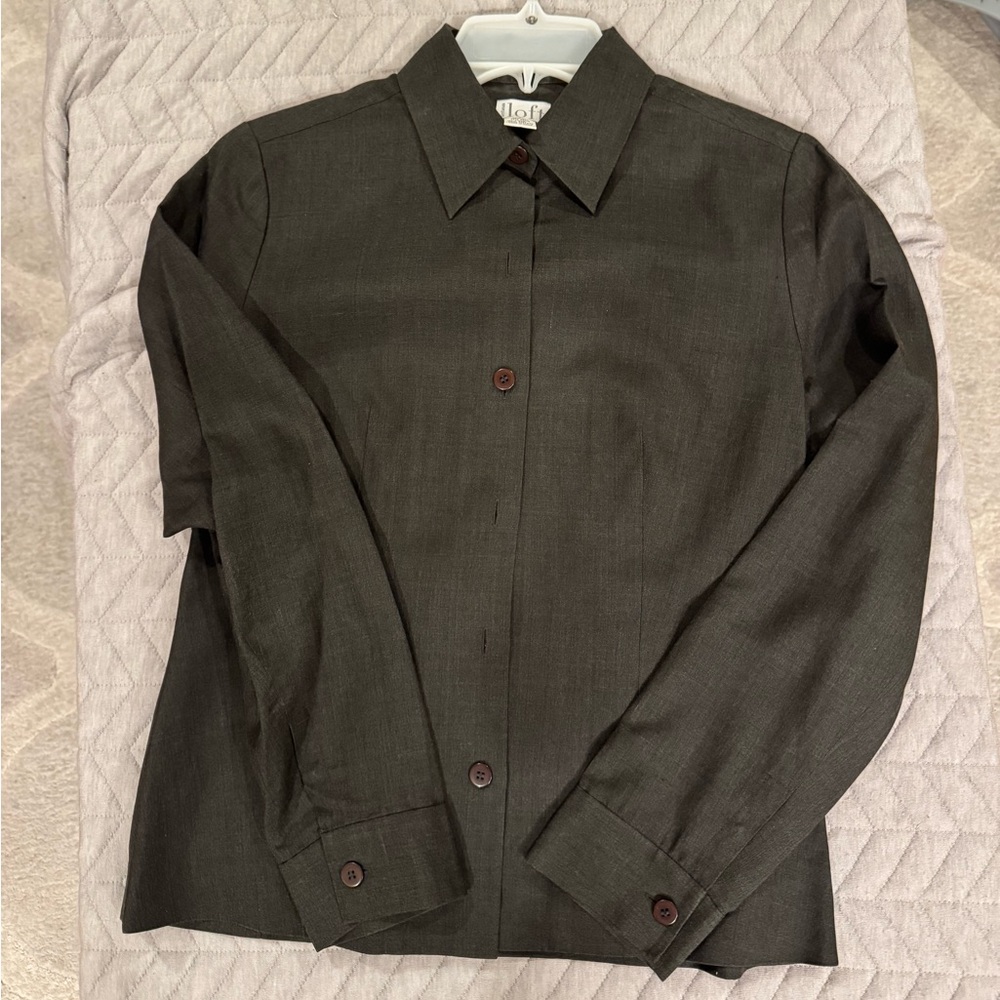 Ann Taylor Loft Charcoal Silk Blend Shirt